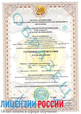 Образец сертификата соответствия Коркино Сертификат OHSAS 18001